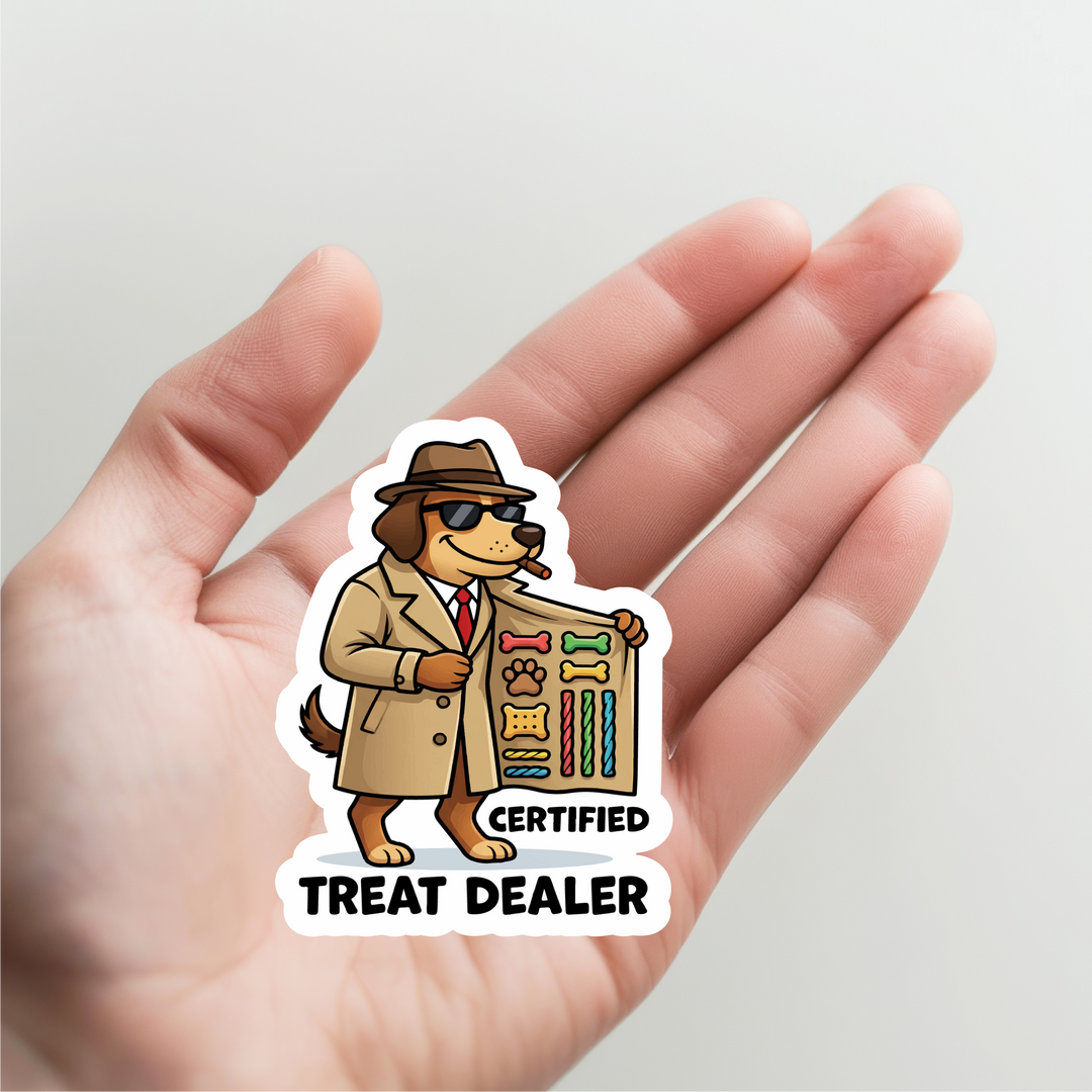 Certified Treat Dealer Dog Sticker