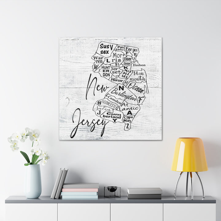 New Jersey County Map Wrapped Canvas