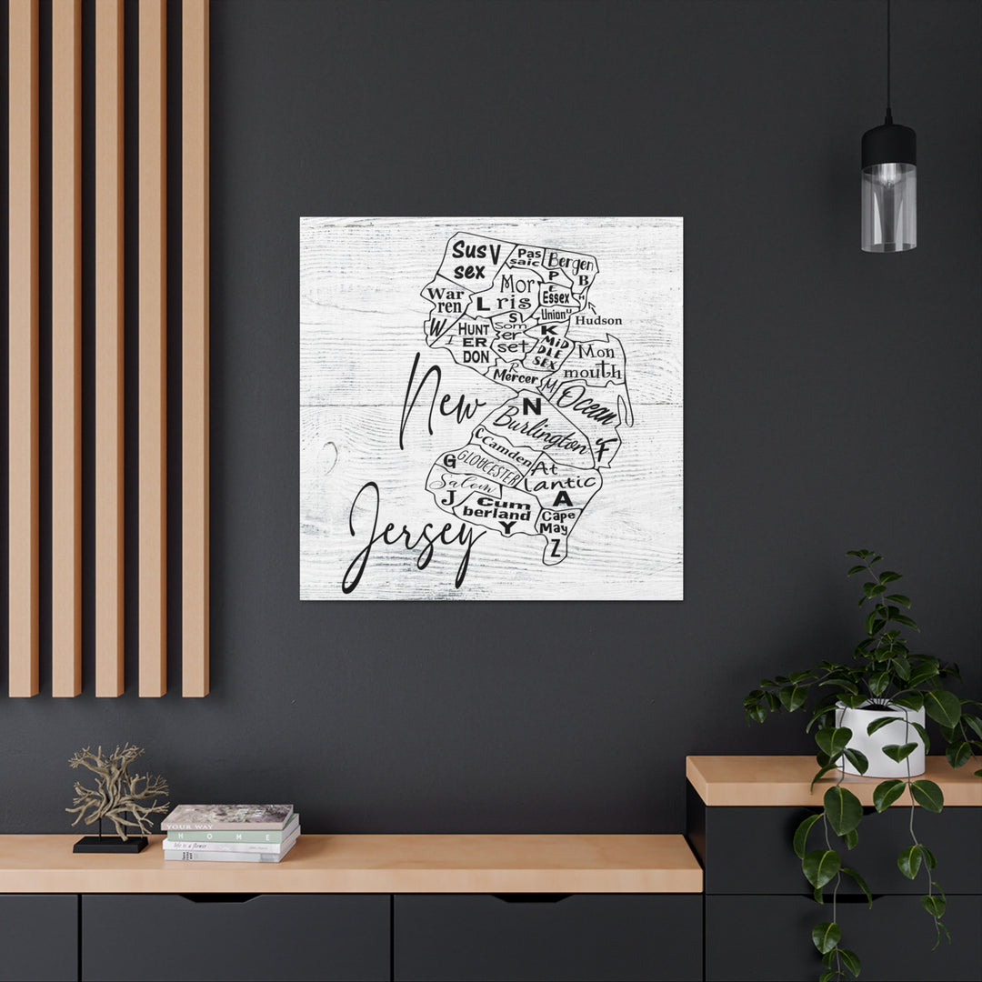 New Jersey County Map Wrapped Canvas