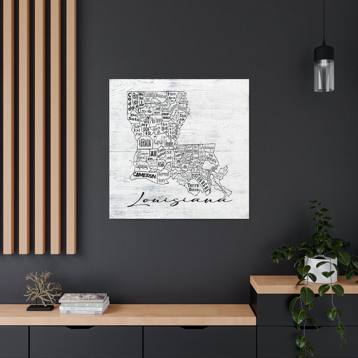 Louisiana Parish Map Wrapped Canvas