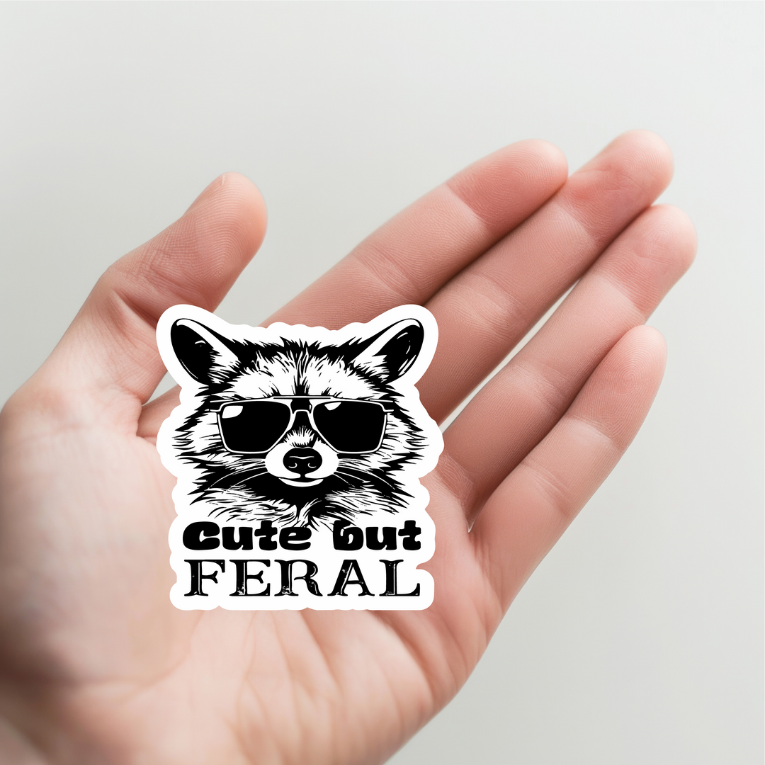 Cute but Feral Raccoon Sticker