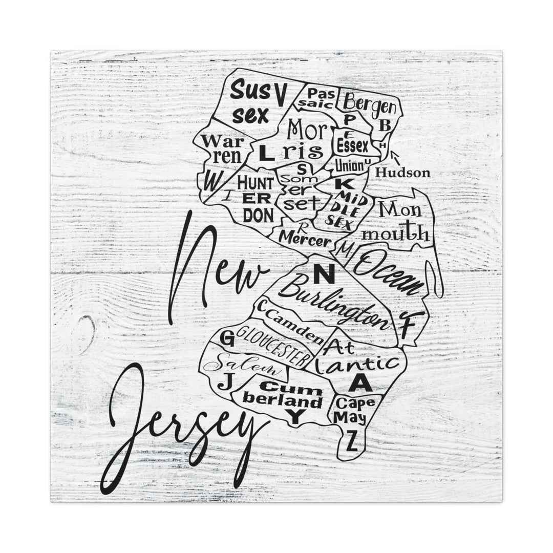 New Jersey County Map Wrapped Canvas