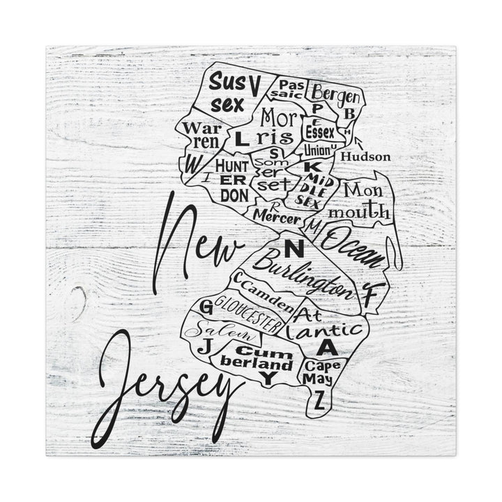 New Jersey County Map Wrapped Canvas