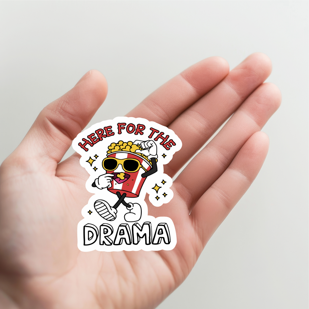 Popcorn Here for the Drama Sticker