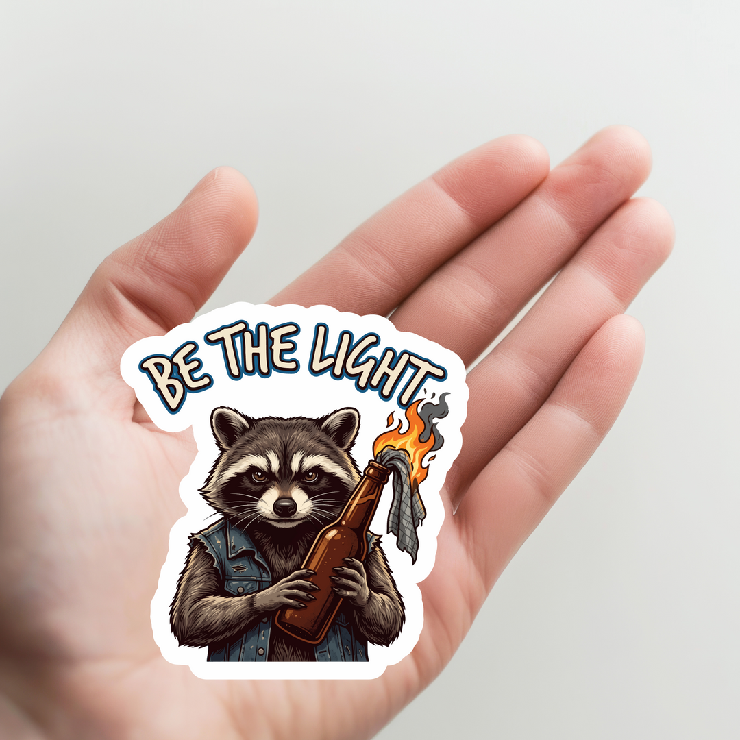 Raccoon Be the Light Option 3 Sticker