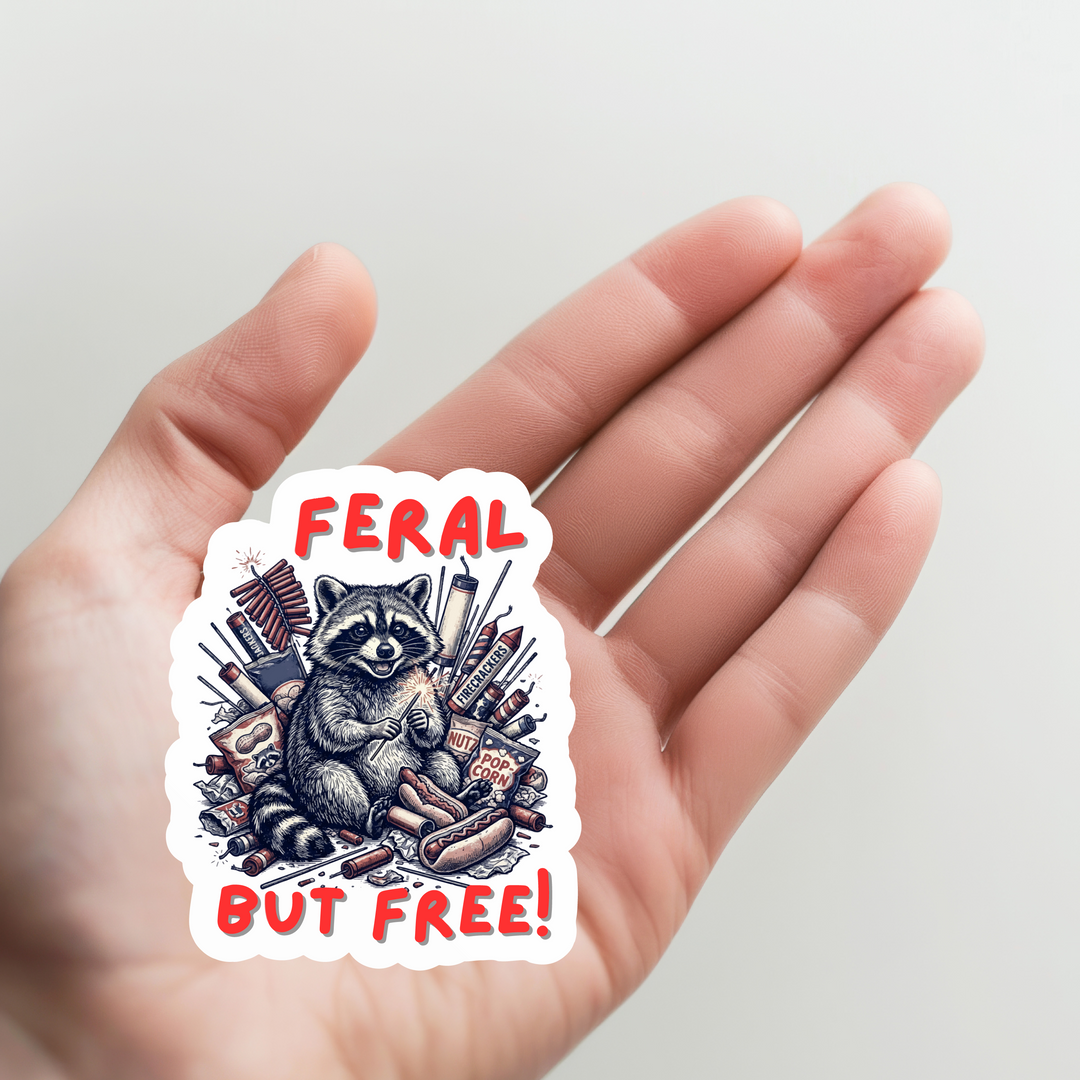 Raccoon Feral but Free Sticker