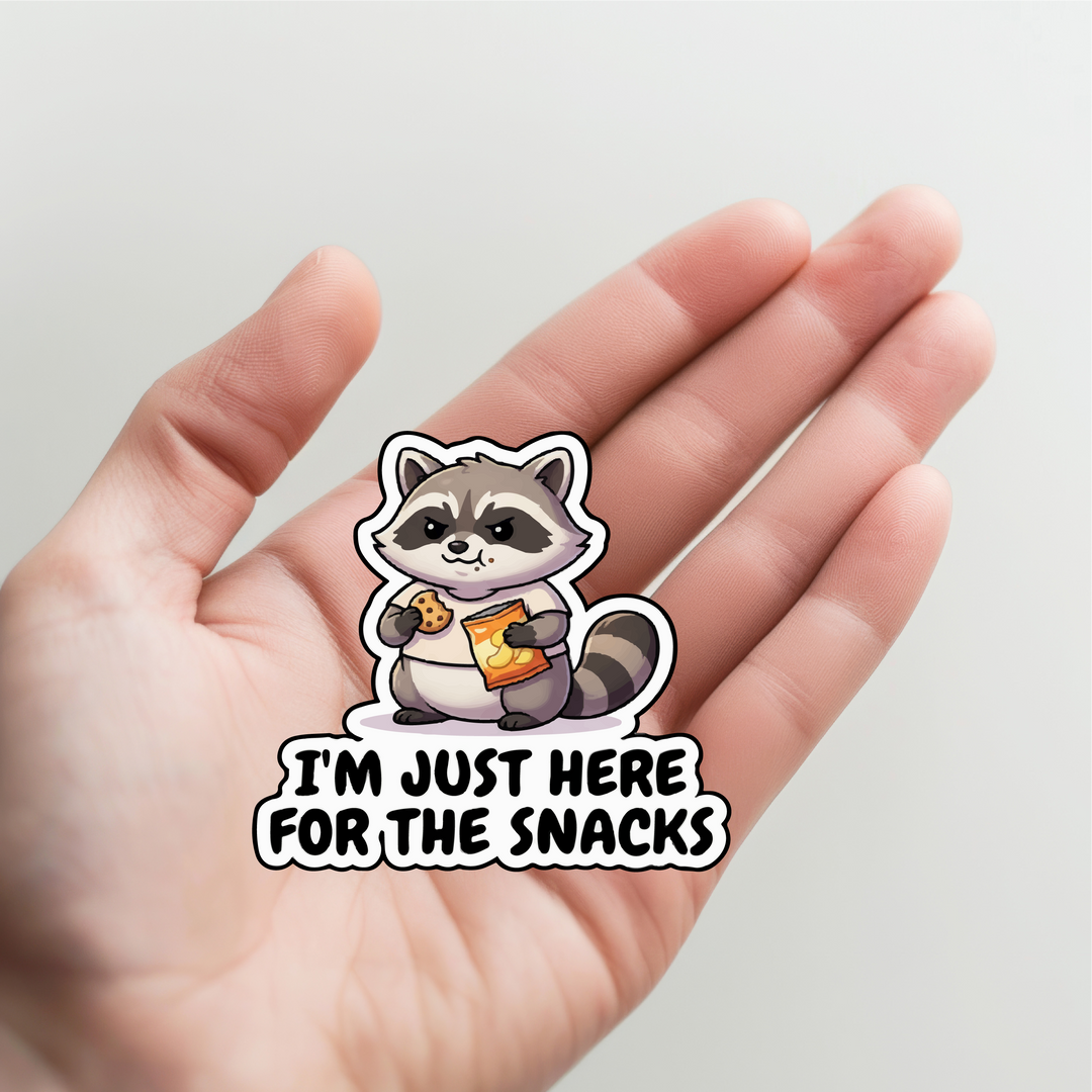 Raccoon Here for the Snacks Sticker