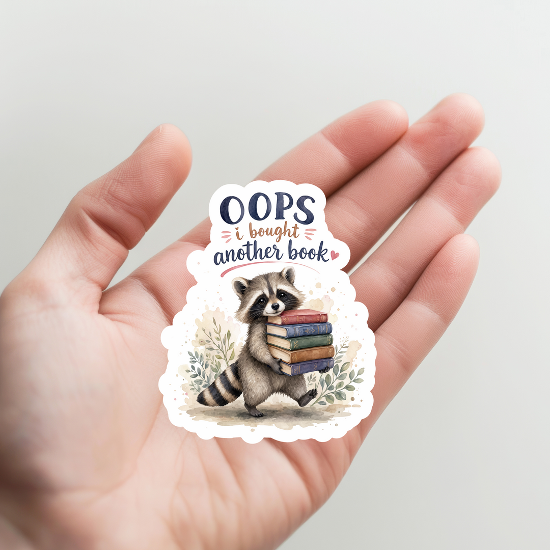 Raccoon Oops I Bought Another Book Sticker