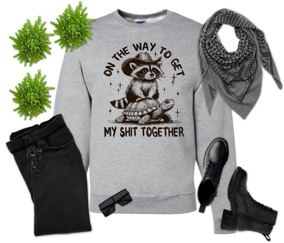 On My Way to Get My Shit Together Raccoon Turtle Shirt