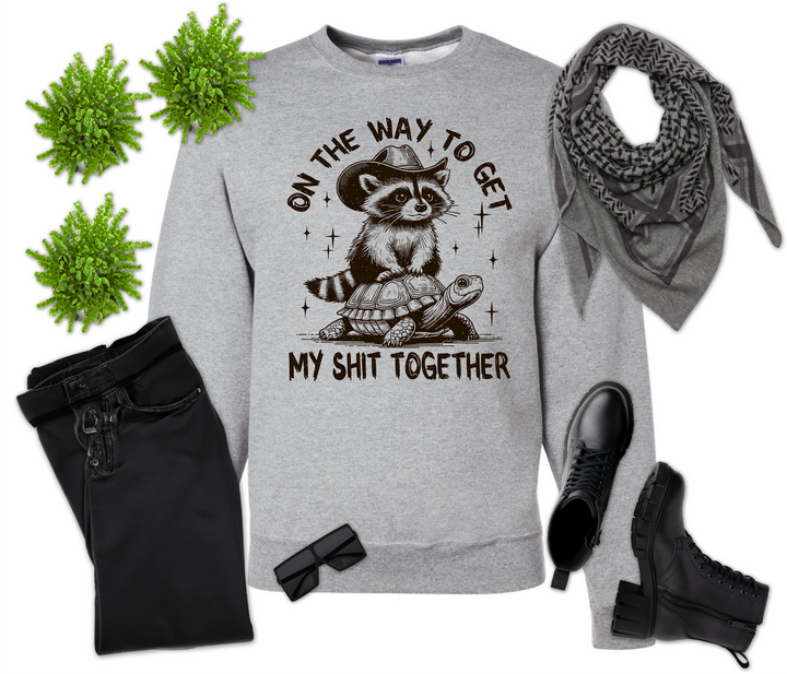 On My Way to Get My Shit Together Raccoon Turtle Shirt
