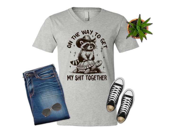 On My Way to Get My Shit Together Raccoon Turtle Shirt