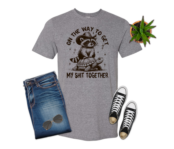 On My Way to Get My Shit Together Raccoon Turtle Shirt