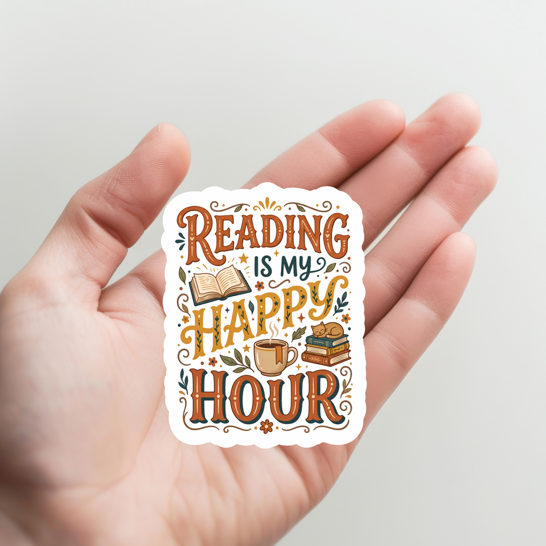Reading is My Happy Hour Sticker