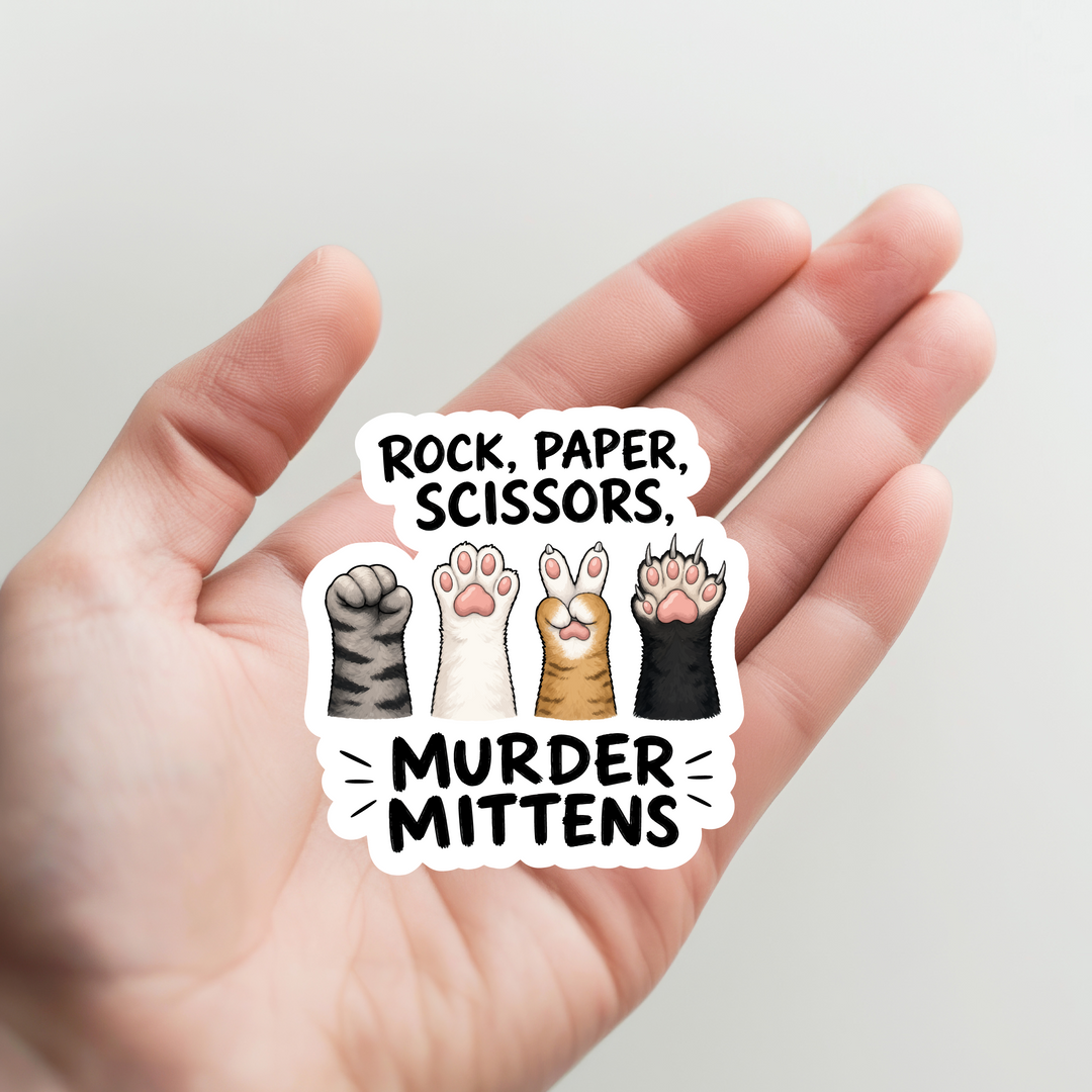 Rock Paper Scissors Murder Mittens Sticker