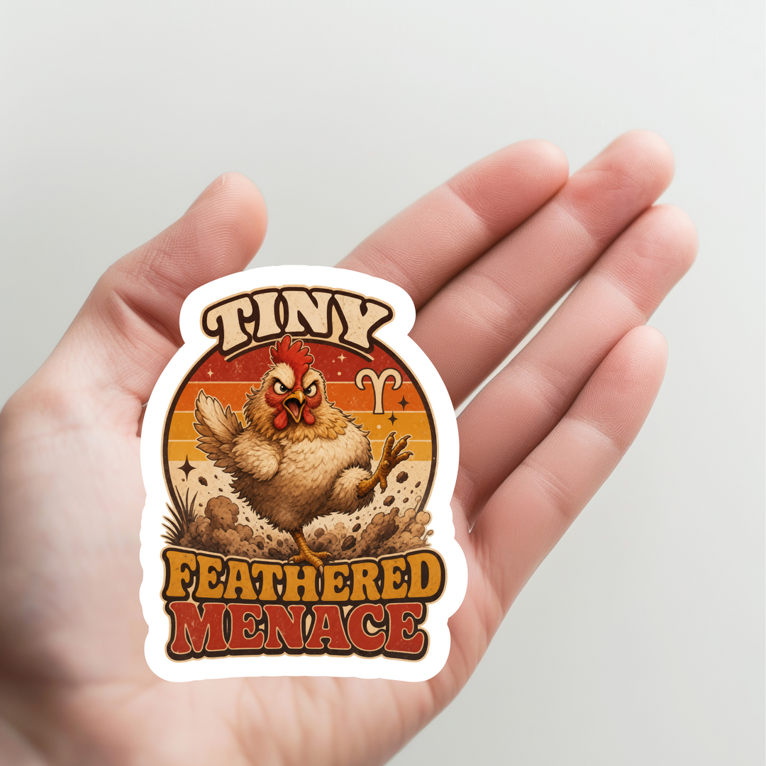 Rooster Tiny Feathered Menance Sticker