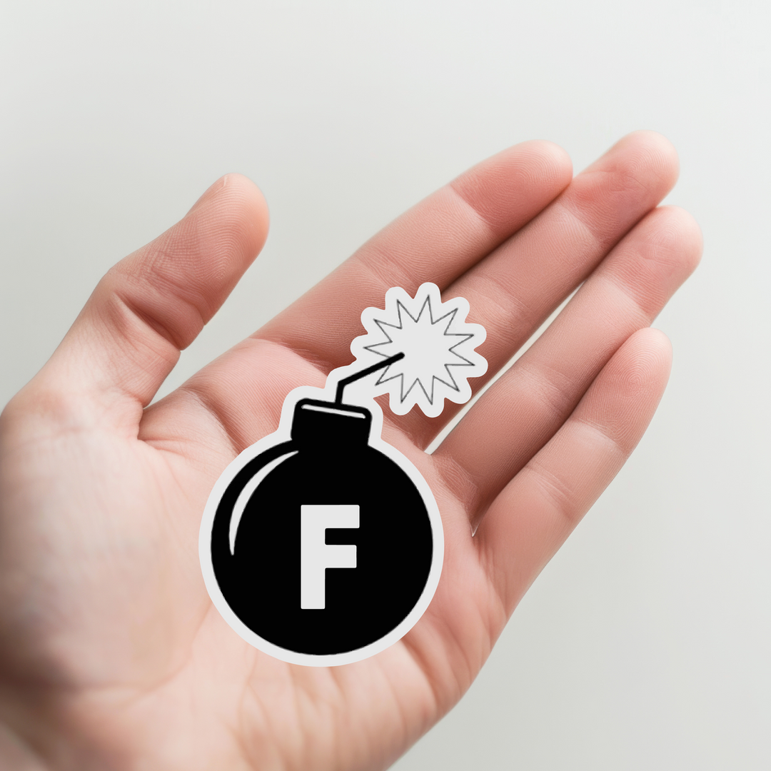 Round F Bomb Sticker