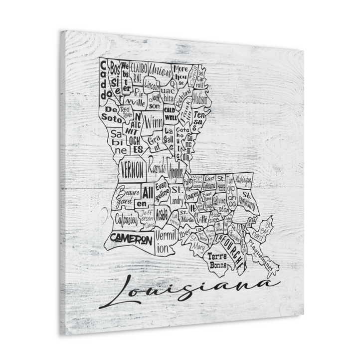 Louisiana Parish Map Wrapped Canvas