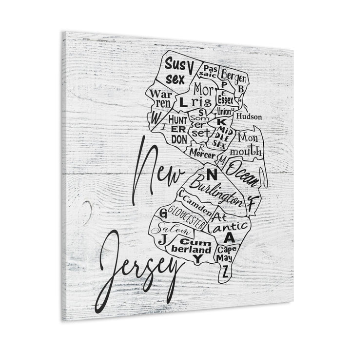 New Jersey County Map Wrapped Canvas