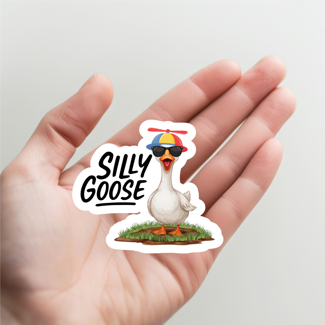 Silly Goose with Hat On Sticker