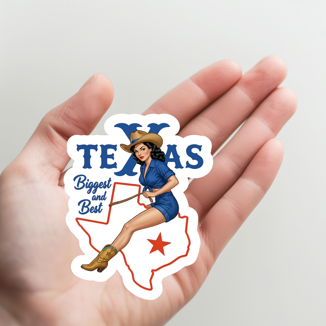 Texas Blue and Red Cowgirl Sticker