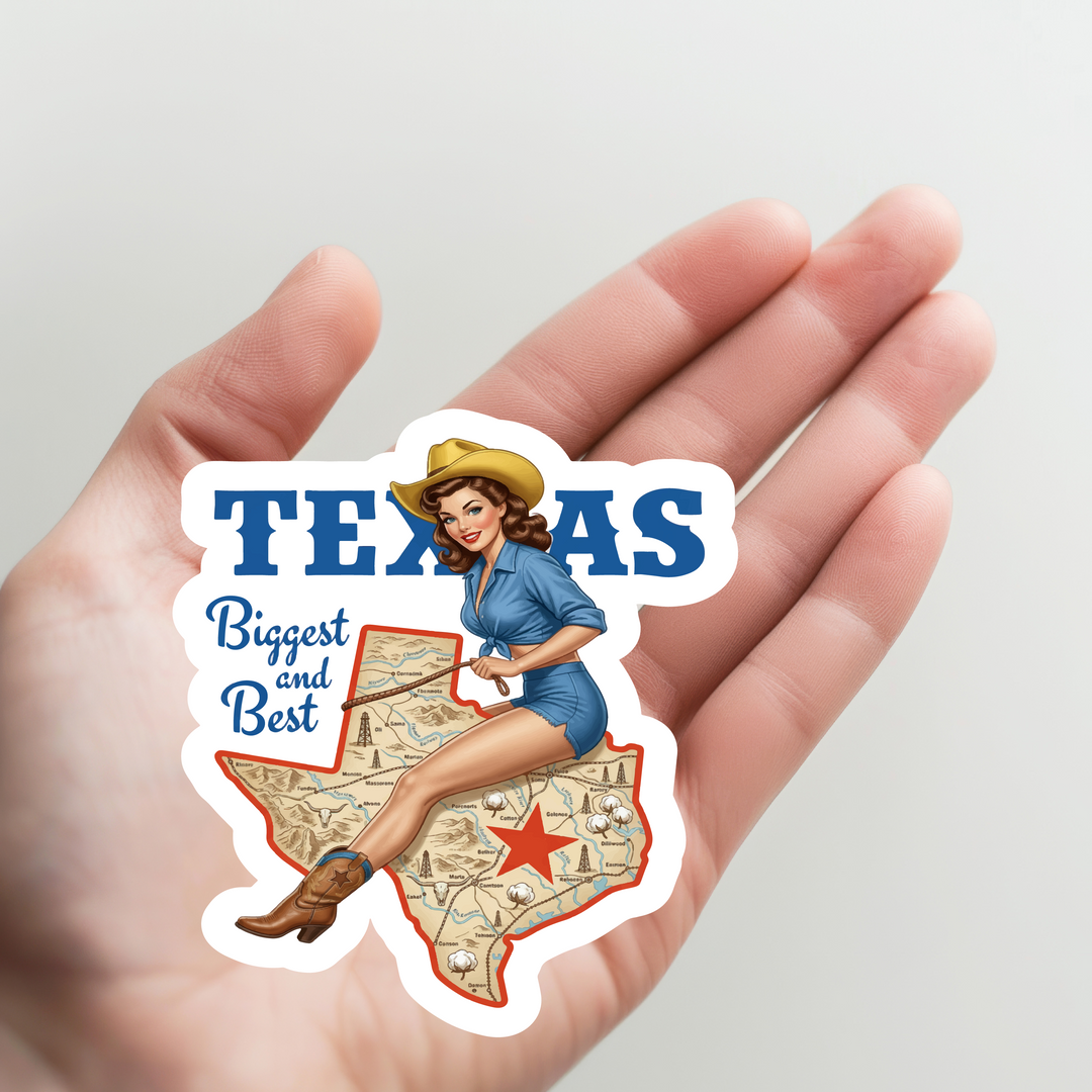Texas Map Cowgirl Sticker