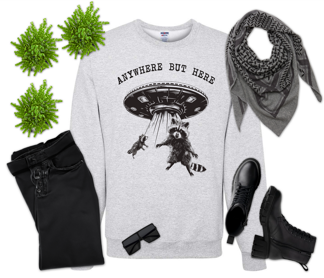 UFO Anywhere but Here Raccoon Shirt