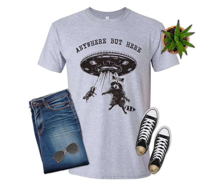 UFO Anywhere but Here Raccoon Shirt