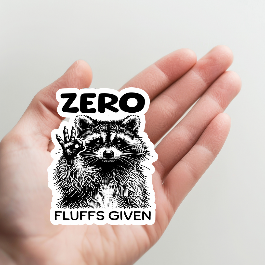 Raccoon Zero Fluffs Given Sticker