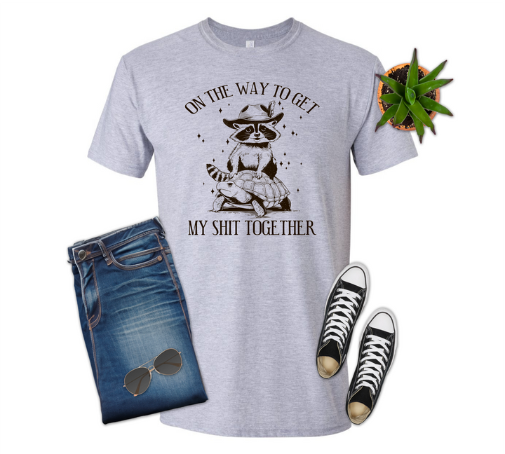 On the Way to Get My Shit Together Turtle Raccoon Option 2 Shirt