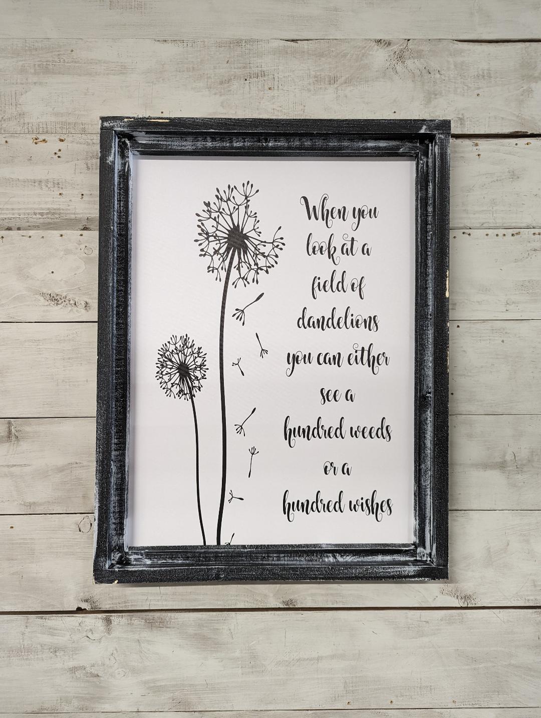 Dandelion Black and White Canvas Print