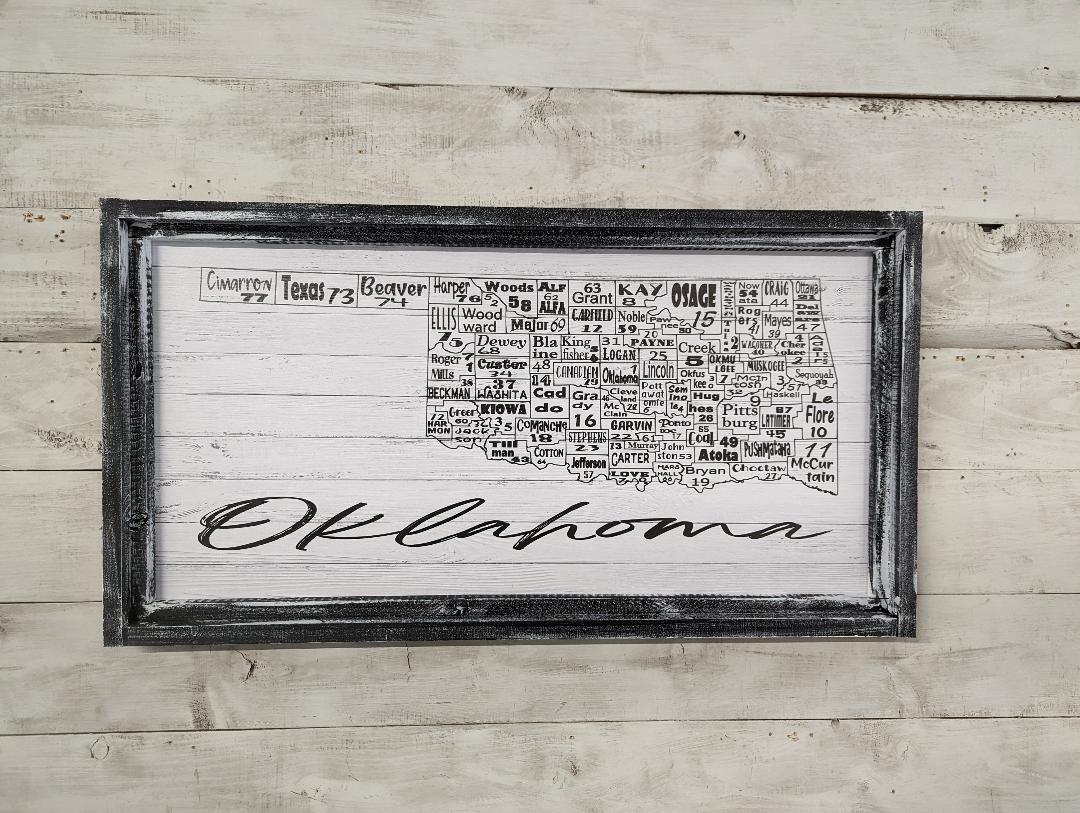 Oklahoma County License Plate Map Canvas Print