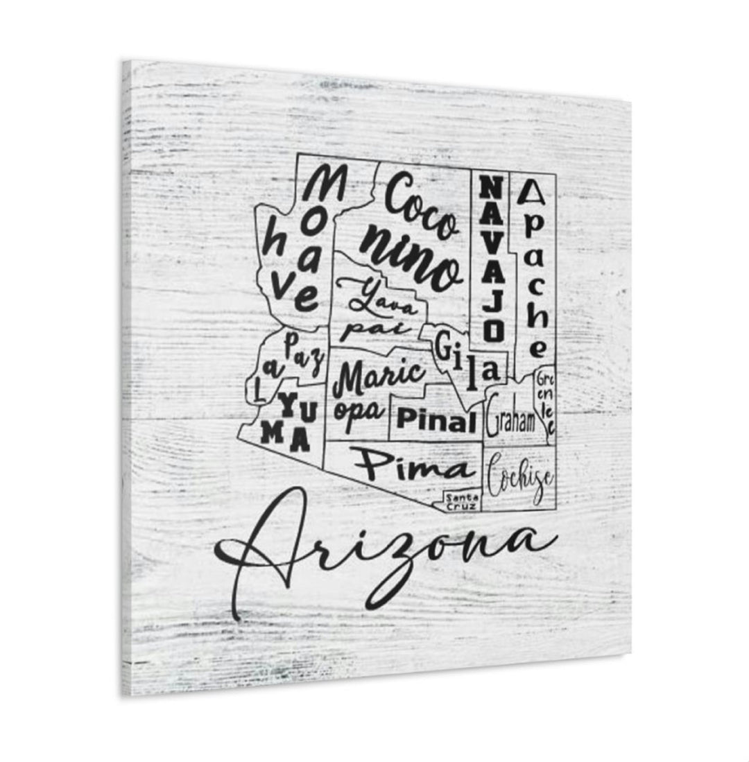 Arizona County Map Wrapped Canvas