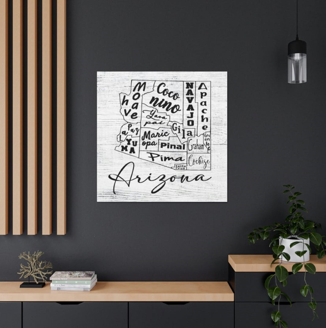 Arizona County Map Wrapped Canvas