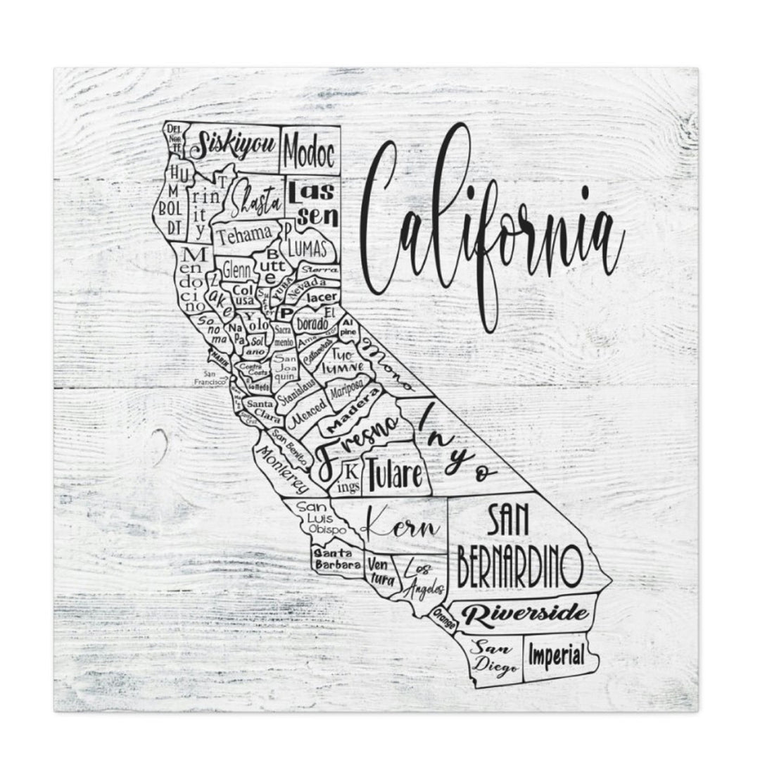 California County Map Wrapped Canvas