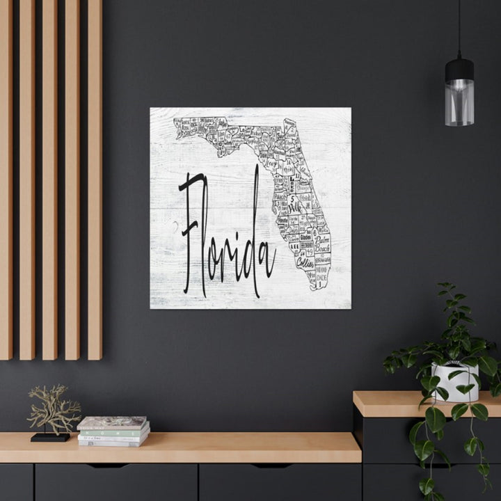 Florida County License Plate Map Wrapped Canvas