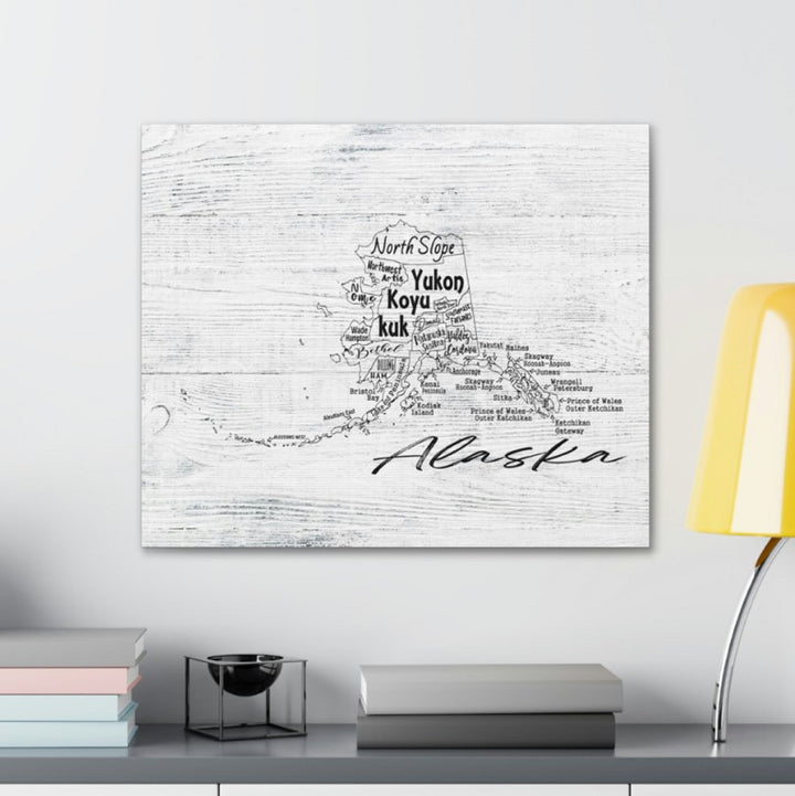 Alaska Boroughs Map Wrapped Canvas
