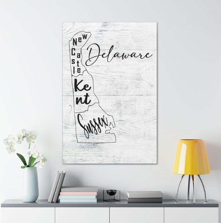 Delaware County Map Wrapped Canvas