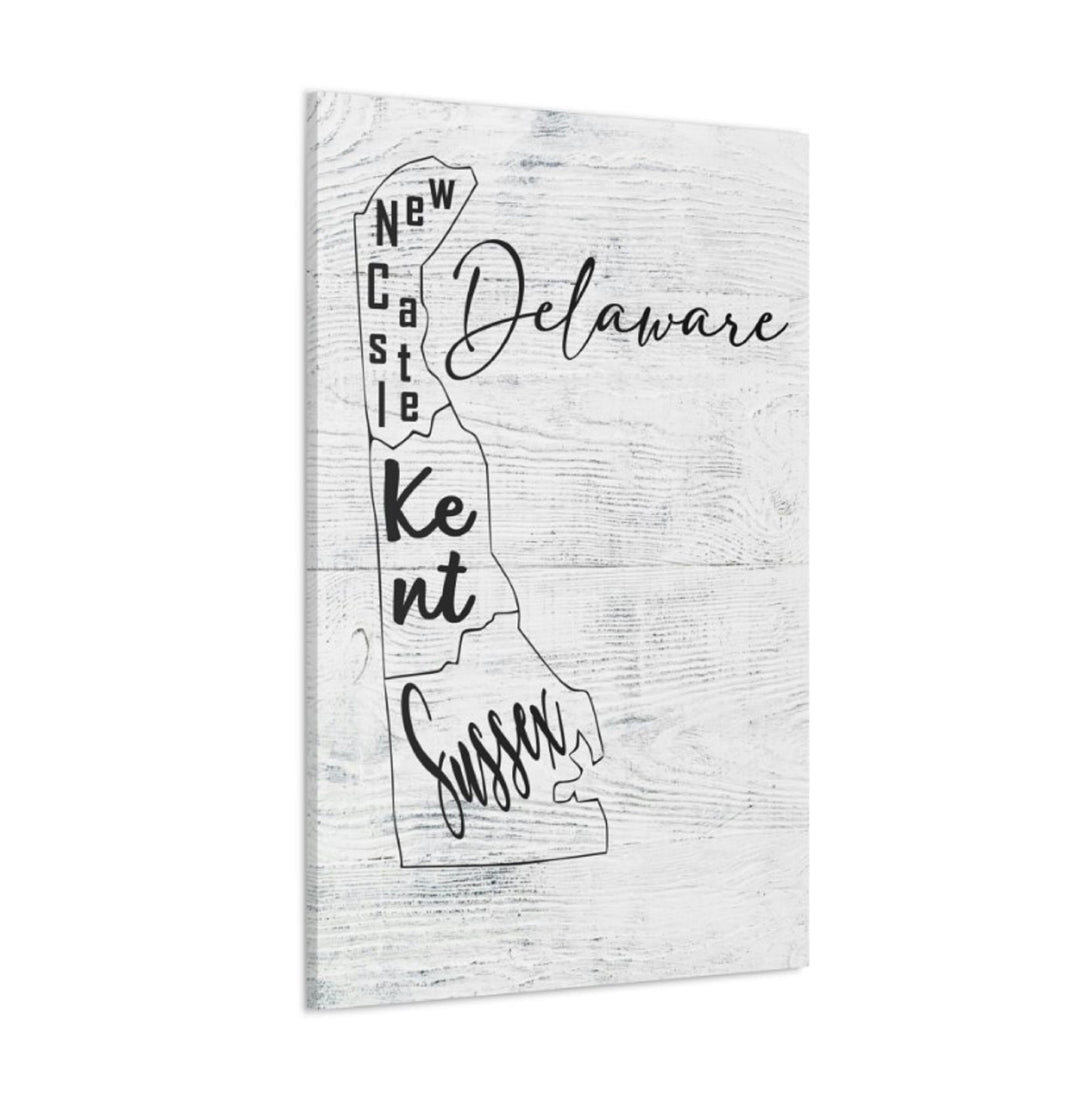 Delaware County Map Wrapped Canvas