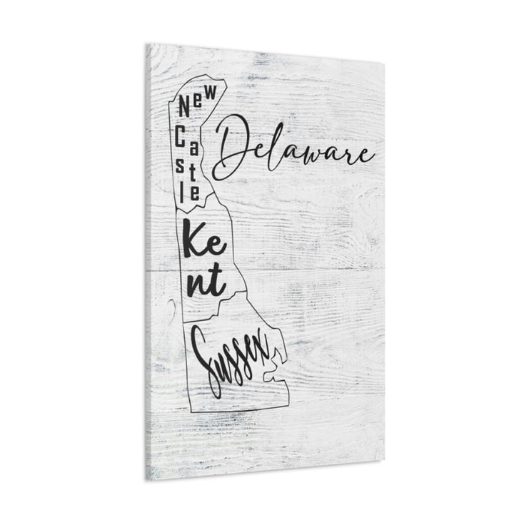 Delaware County Map Wrapped Canvas
