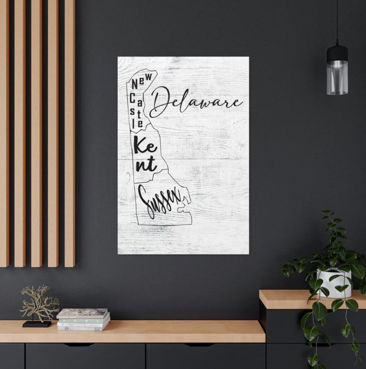 Delaware County Map Wrapped Canvas