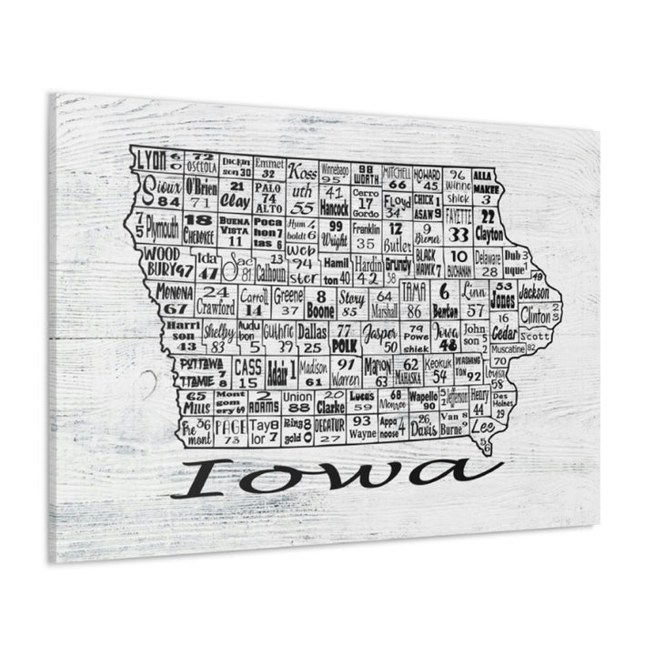 Iowa County License Plate Map Wrapped Canvas