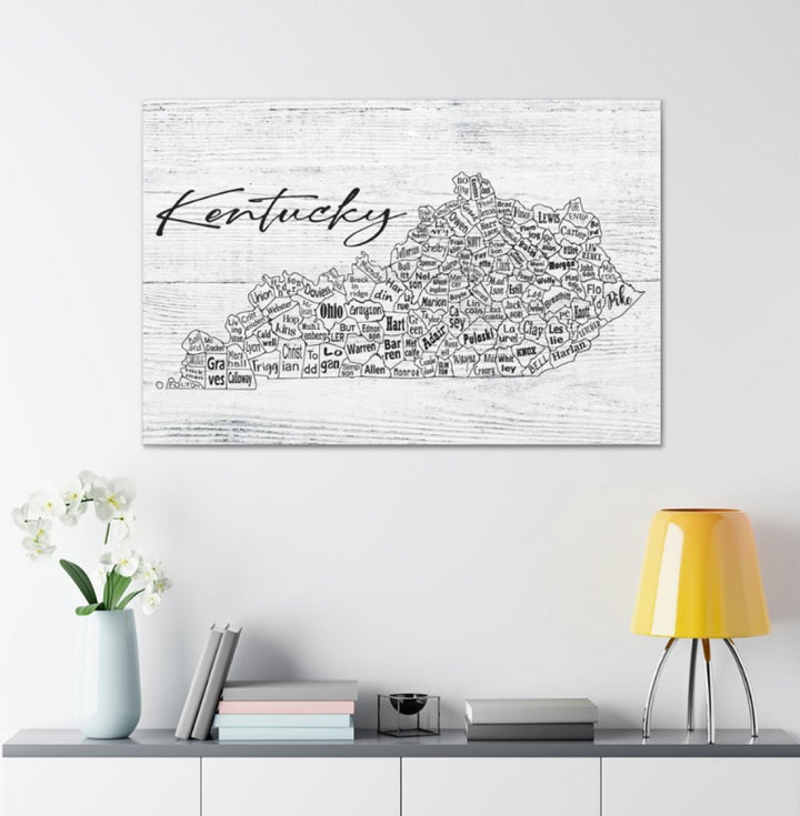 Kentucky County Map Wrapped Canvas