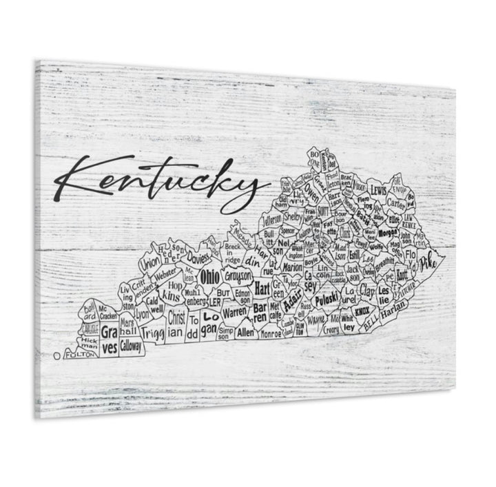Kentucky County Map Wrapped Canvas