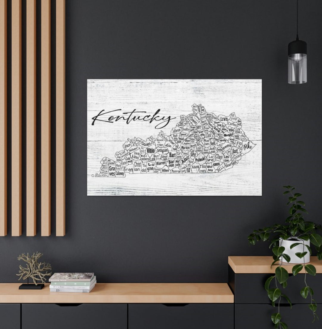 Kentucky County Map Wrapped Canvas