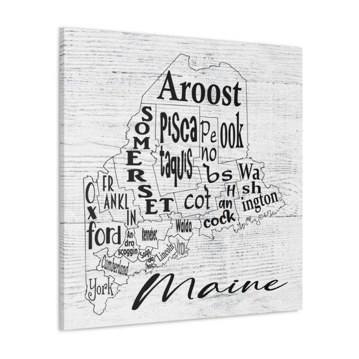 Maine County Map Wrapped Canvas
