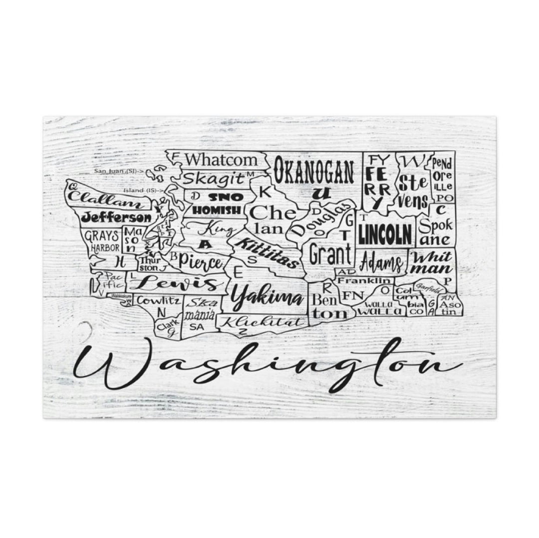 Washington County License Plate Map Wrapped Canvas