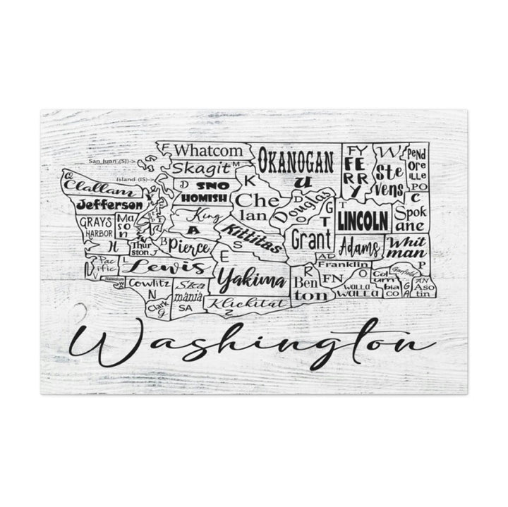 Washington County License Plate Map Wrapped Canvas