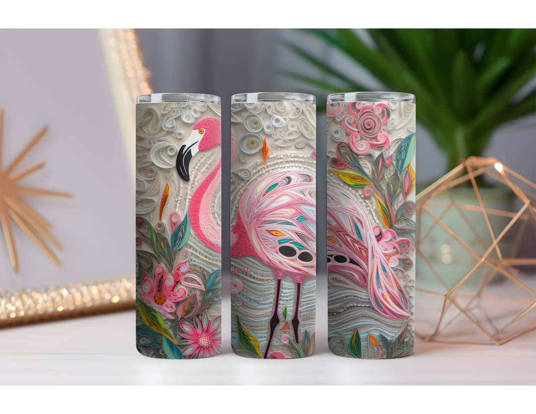 Pink Flamingo Quilling - 20oz Skinny Tumbler