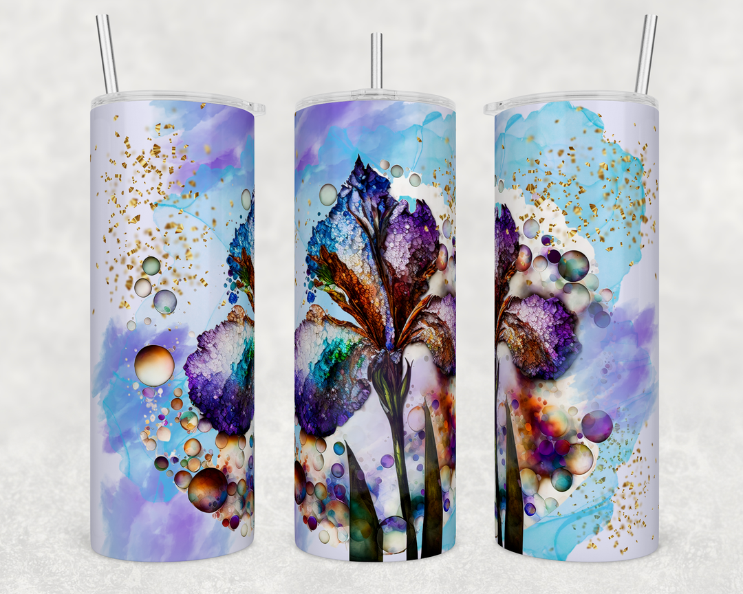 Iris Flower Watercolor - 20oz Skinny Tumbler