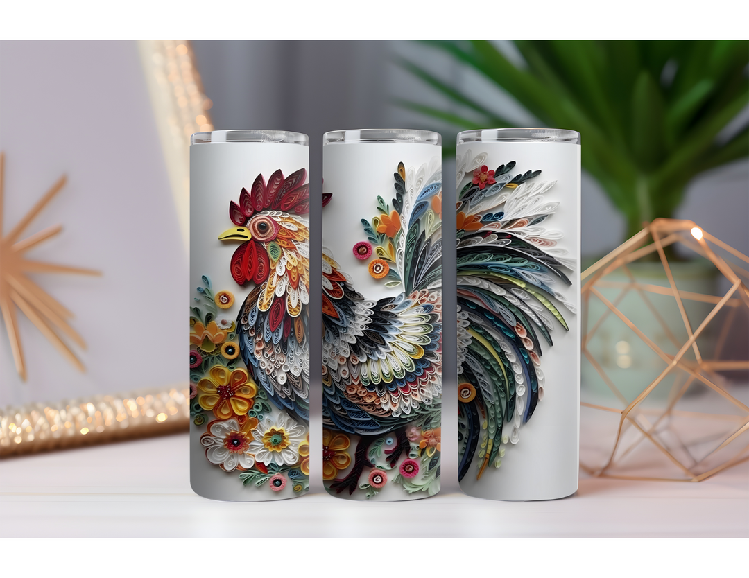 Rooster Quilling - 20oz Skinny Tumbler
